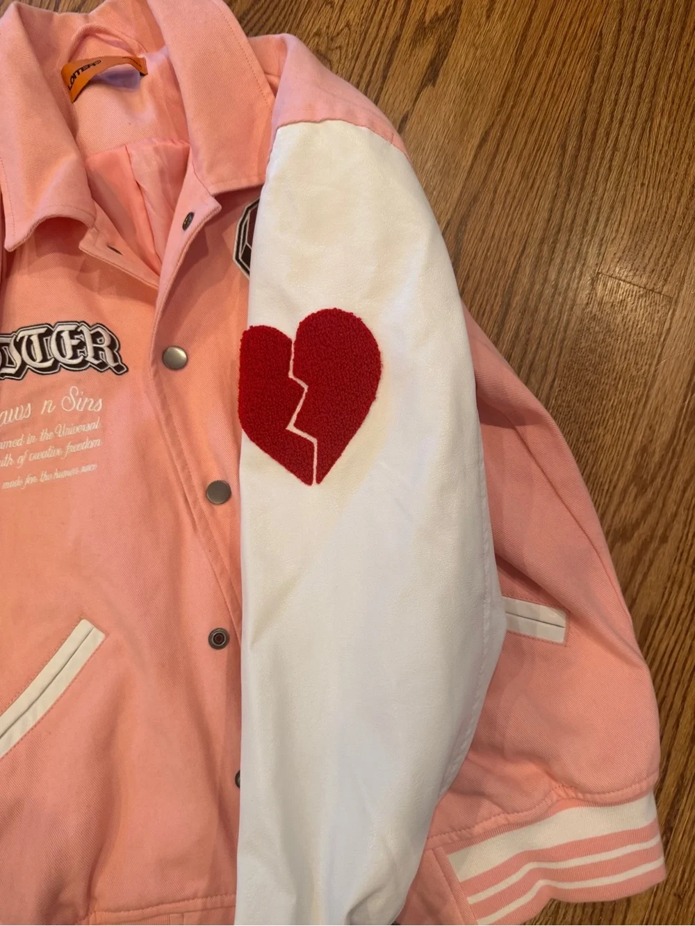 Loiter Varsity Letterman Pink Jacket - Picture 8 of 10